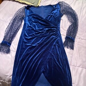 Women’s Blue Velvet Dress By iHot Size 6